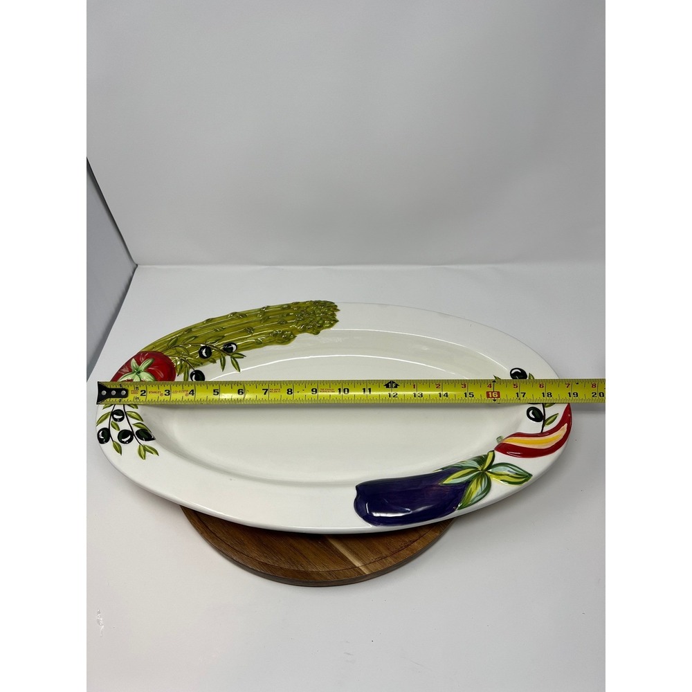 Oval Serving Platter‎ Vegetable Decor Ceramic Italian Inspired Farmhouse Kitchen - Picture 5 of 9